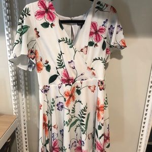 White Floral Short Dress